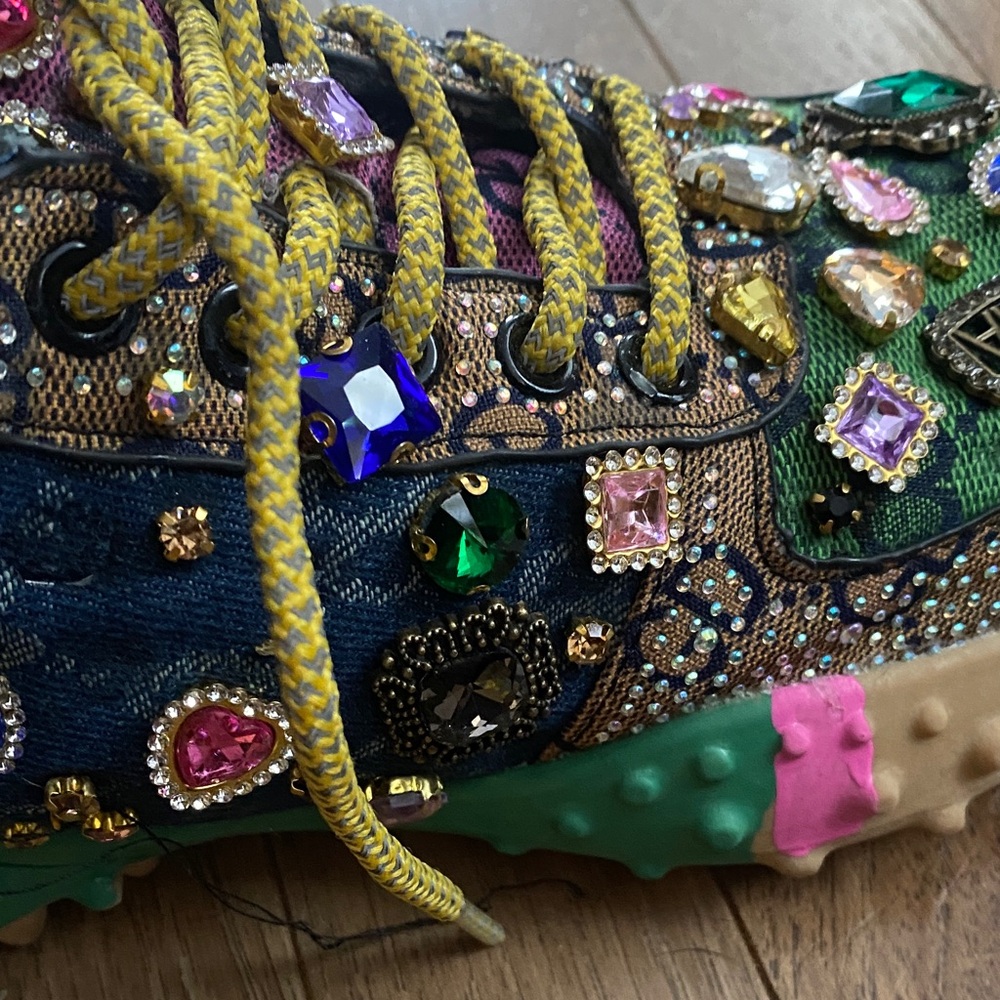 Taxi Rhinestone Canvas Bling Shoes Sz 10 Multicolor Gems - Picture 11 of 16